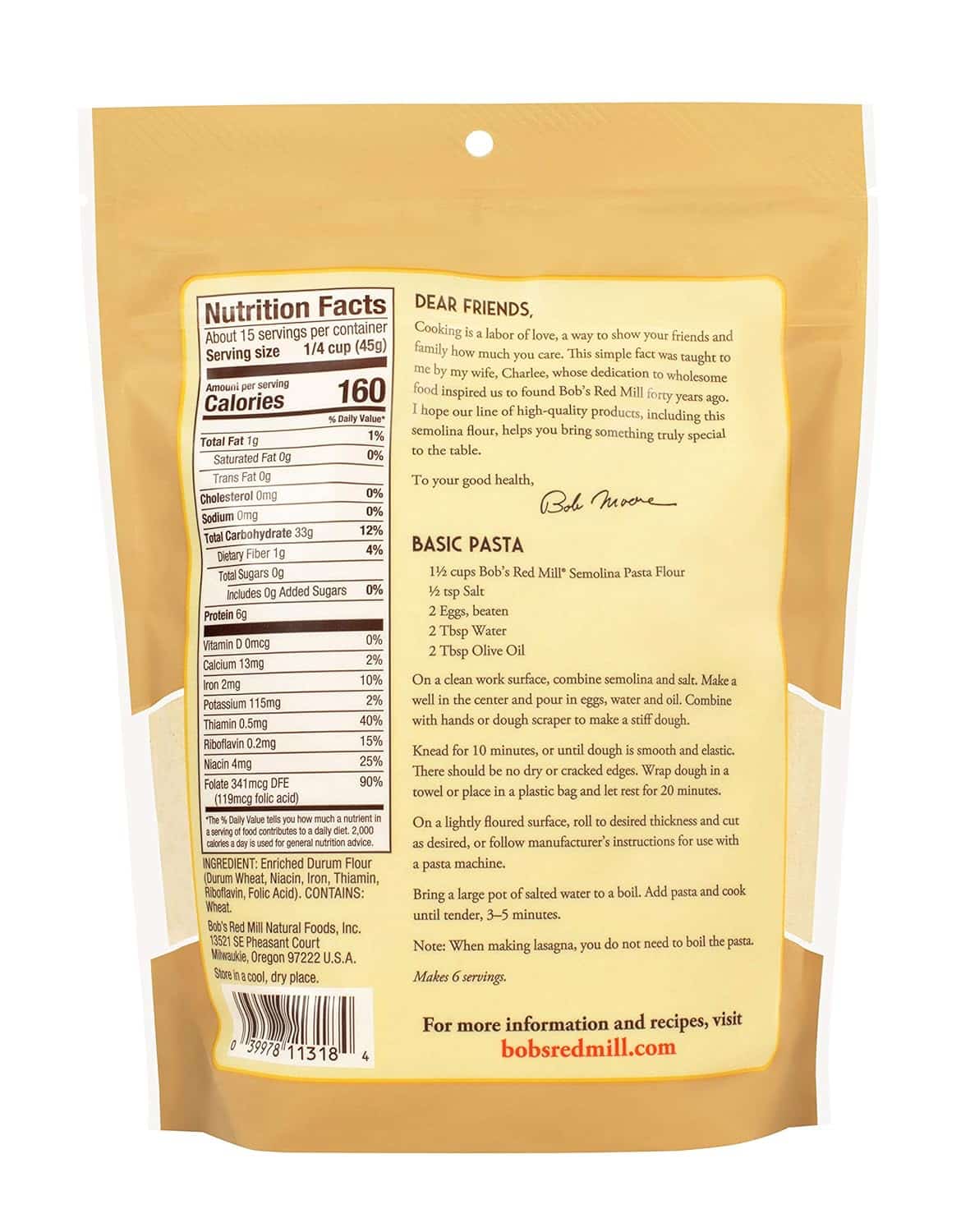 Bob's Red Mill Semolina Pasta Flour: The Perfect Choice for Homemade Pasta and Italian-style Breads