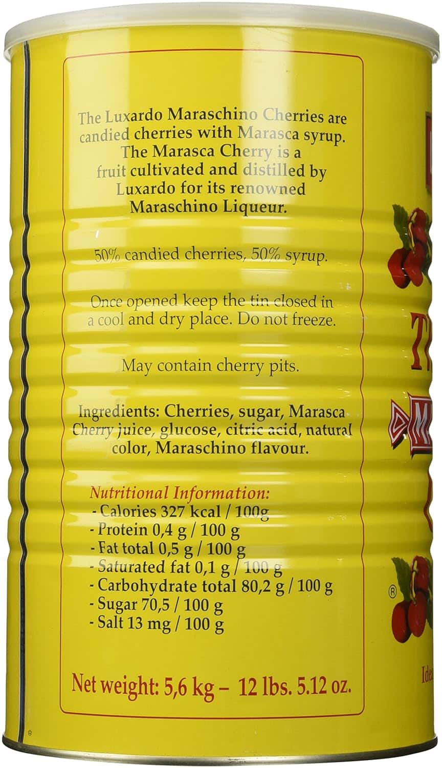 Luxardo Gourmet Maraschino Cherries - 12 lb Can: The Perfect Addition to Your Cocktails and Desserts